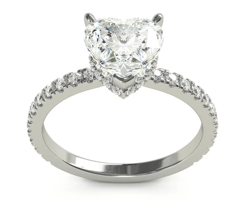 Heart Shaped Diamond Bridal Rings Solid 950 Platinum C67043