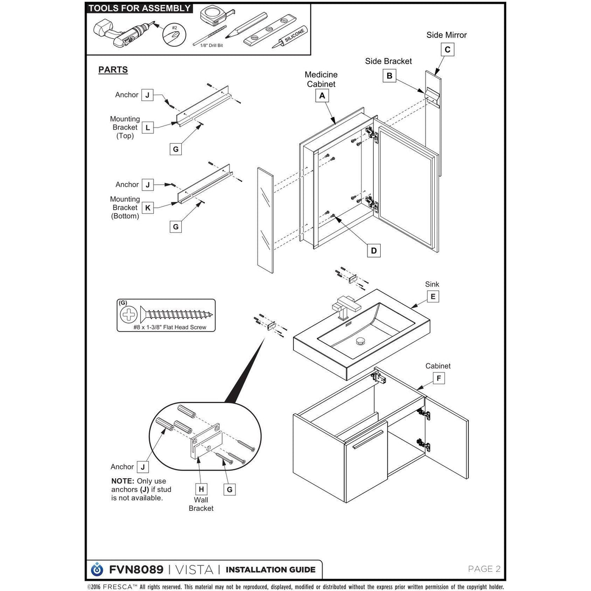 White 30x22 Wall Hung Bathroom Cabinet with Integrated Sink I6413