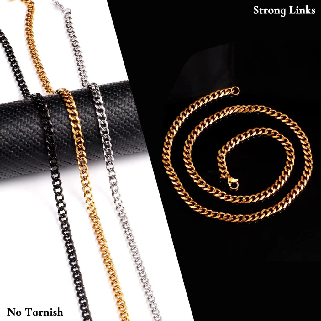 Gold Plated Stainless Steel Black Chunky Cuban Link Chain Necklace G9423
