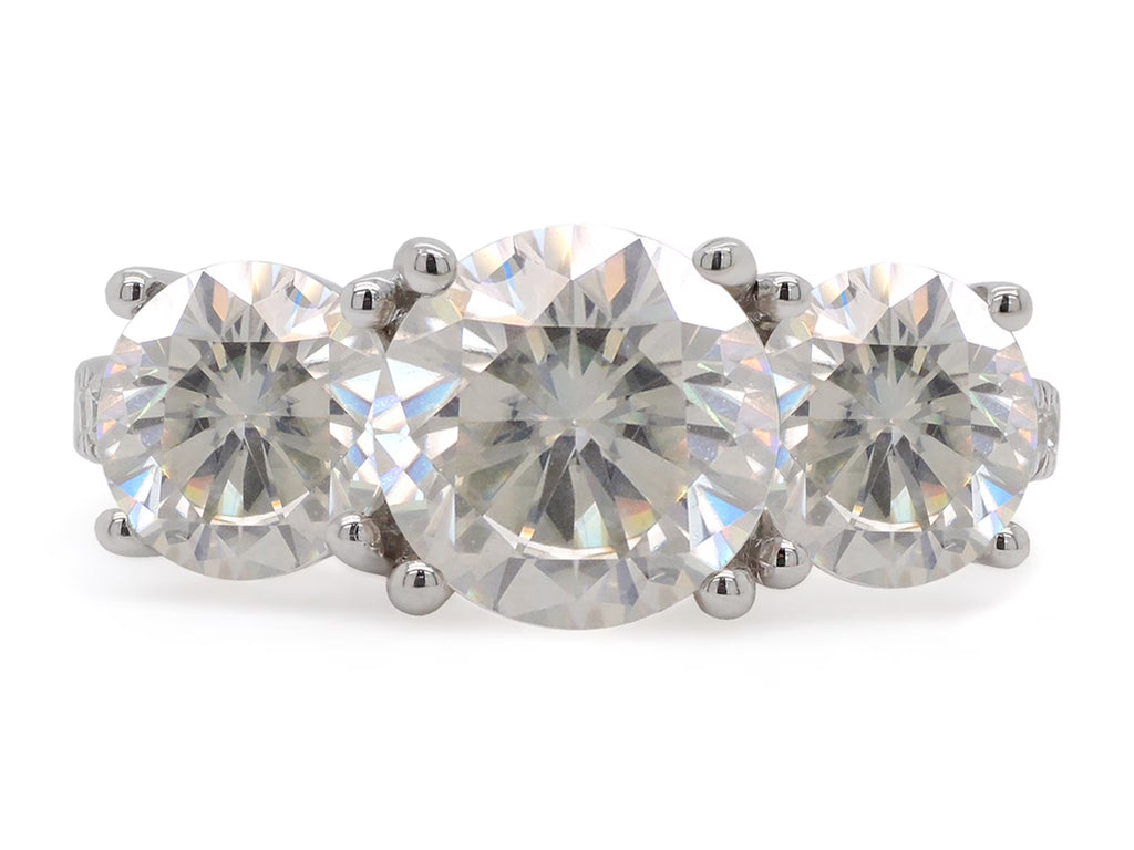 10K Solid Yellow Gold 3 Stone Moissanite Engagement Ring C8782