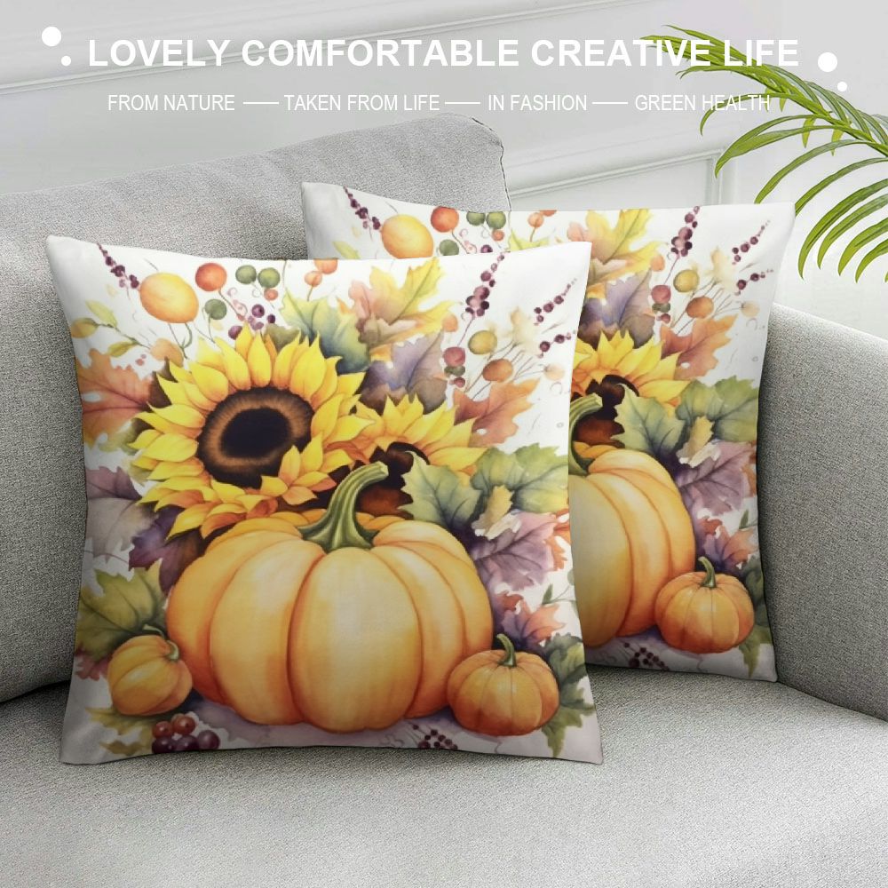 Fall Pillow Covers 18x18 Pumpkin Maple Leaves Sunflower Vase Outdoor Decorative Throw Pillows Farmhouse Autumn Cushion Case L74279