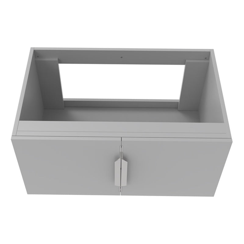 Gray Wood Floating Vanity Base with Drawers F485