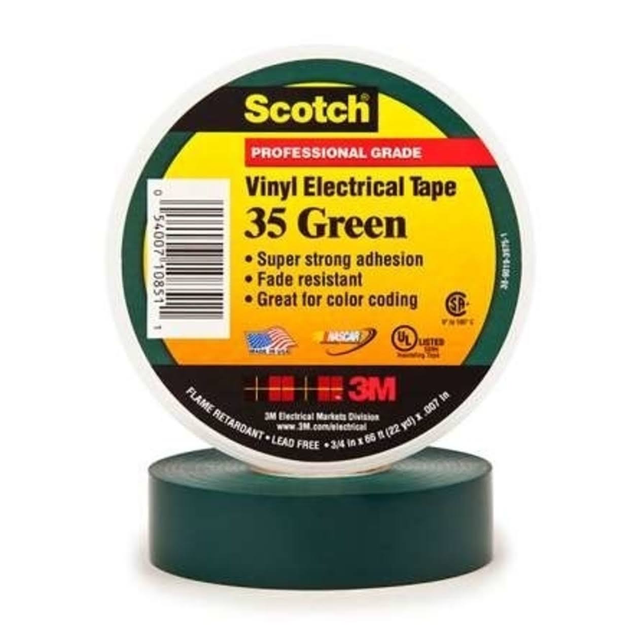 3/4x22 x 66& Green (10 Pack) Electrical Tape U45001