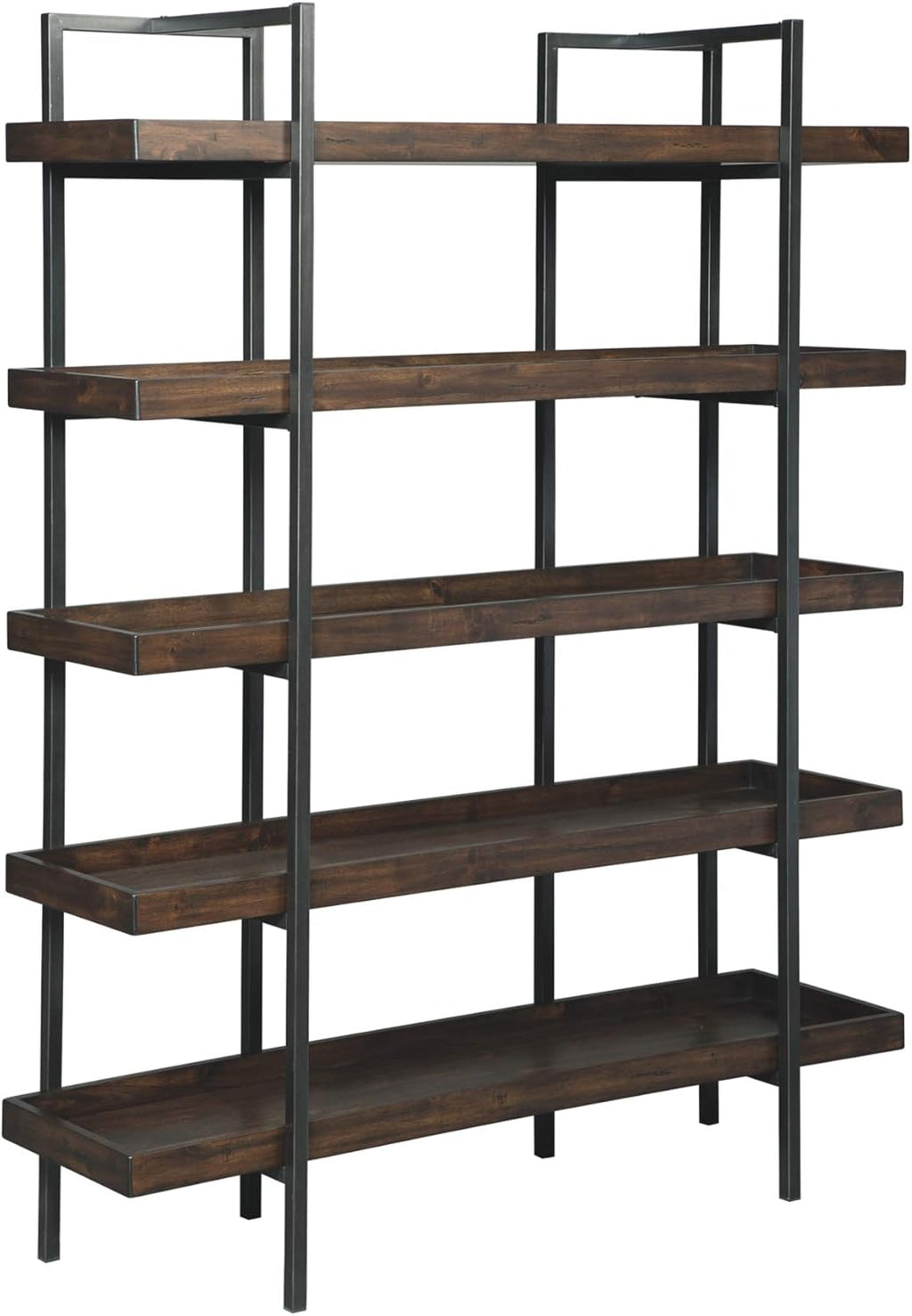 Industrial Geometric 5 Shelf Bookcase, Brown and Black Pack of 2 B88549