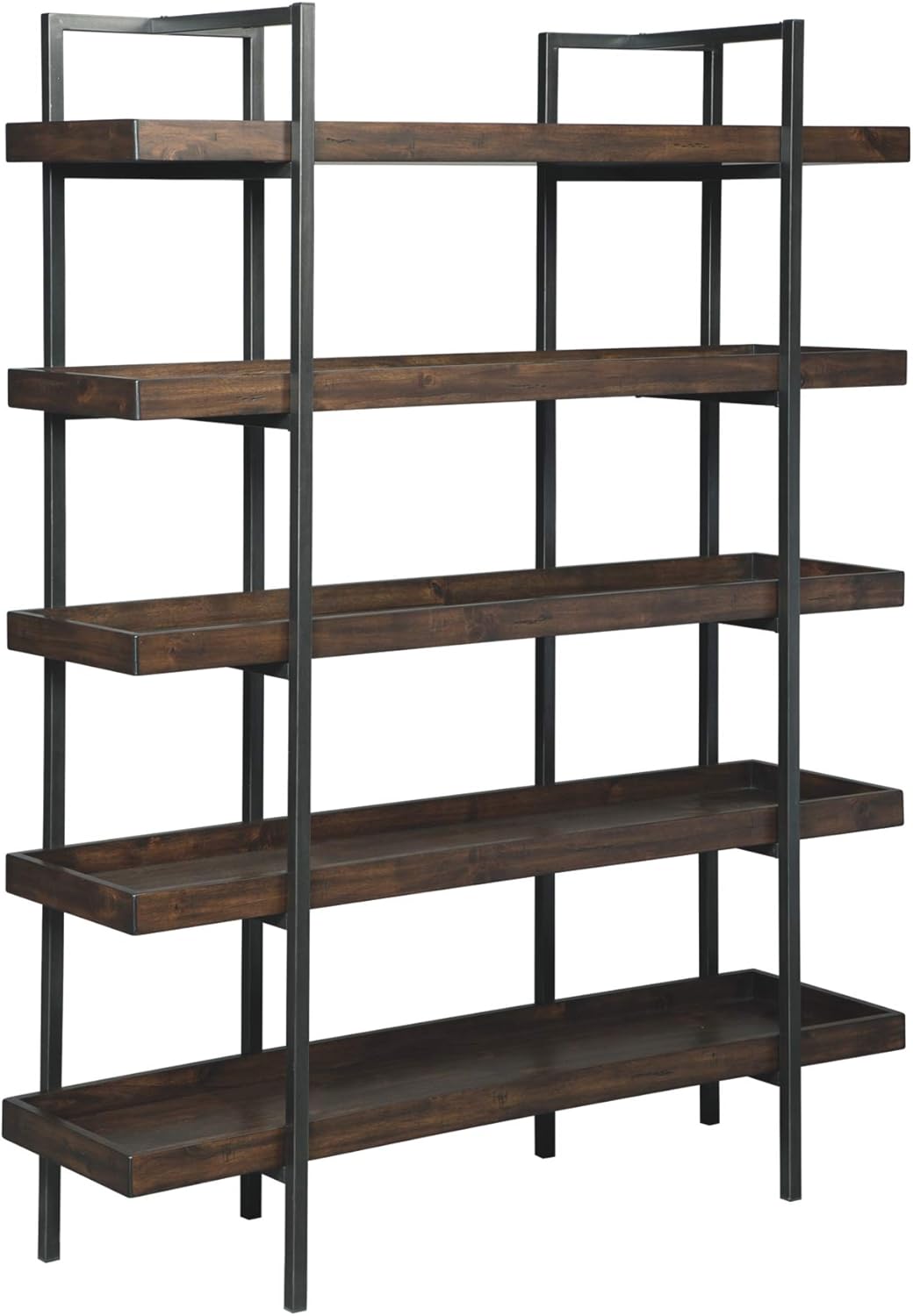 Industrial Geometric 5 Shelf Bookcase, Brown and Black Pack of 2 B88549