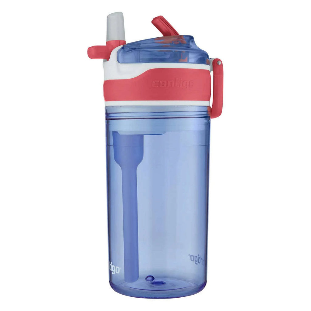 2-in-1 Tumbler with 4oz Snack Holder and 13oz Water Bottle, BPA Free Tritan, Purple & Pink, 2 Pack U796