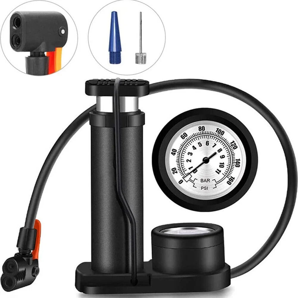 Mini Portable Bicycle Foot Pump with Pressure Gauge C606769