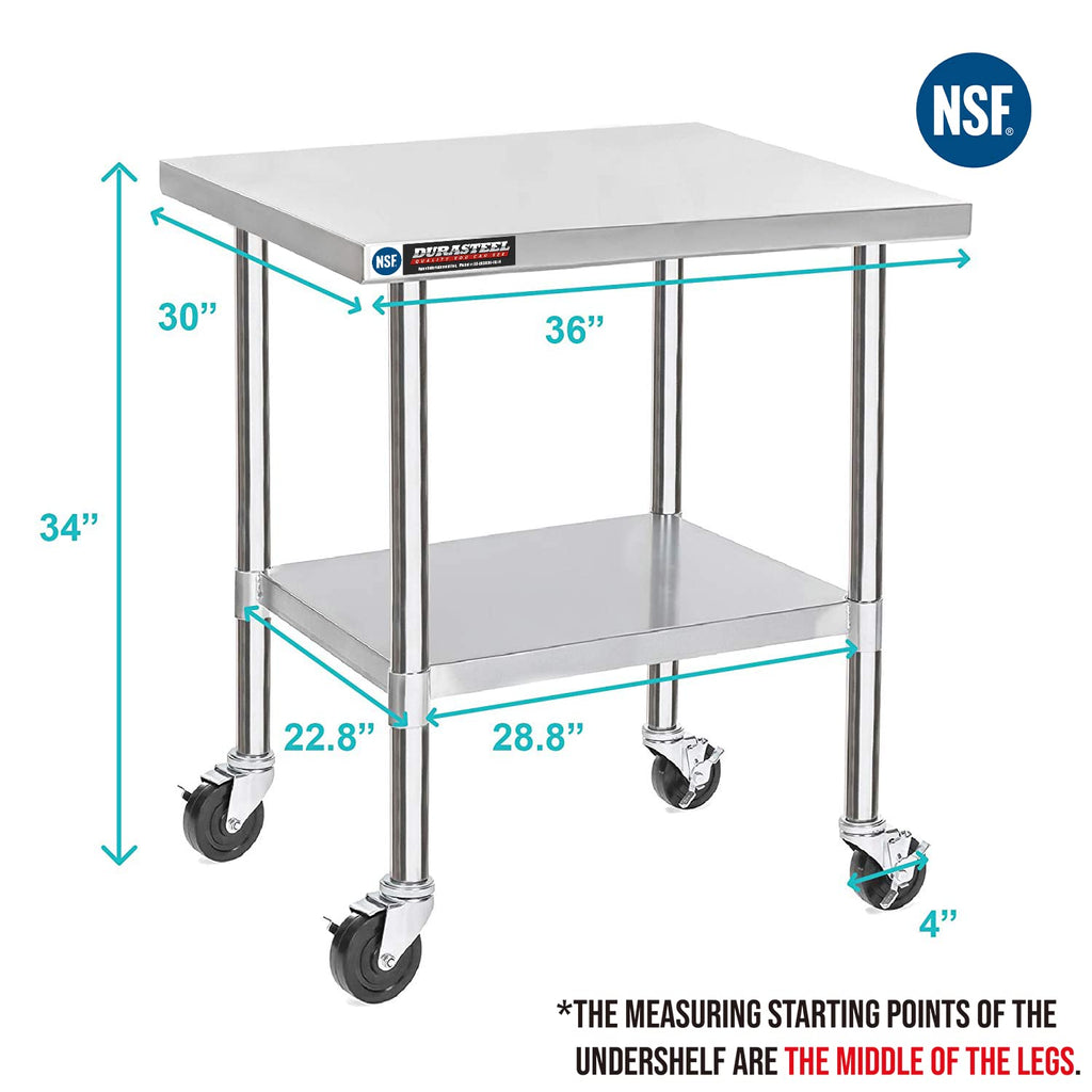 Stainless Steel 30 x 36 Inch Metal Workbench Cart with Caster Wheel K6671