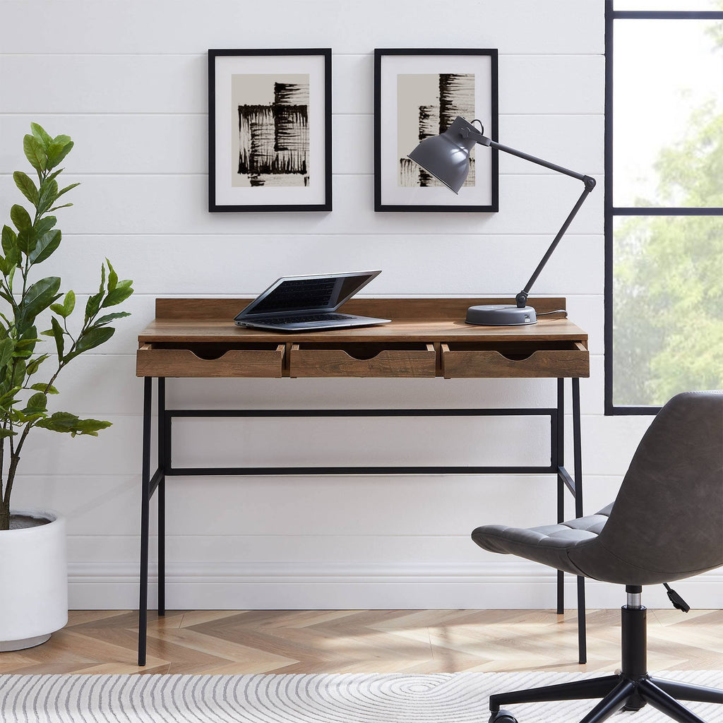3 Drawer Reclaimed Barnwood Writing Desk K96382