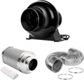 4 Inch 195 CFM Inline Vent Blower with Carbon Filter and 8 Feet Ducting Combo Q9161