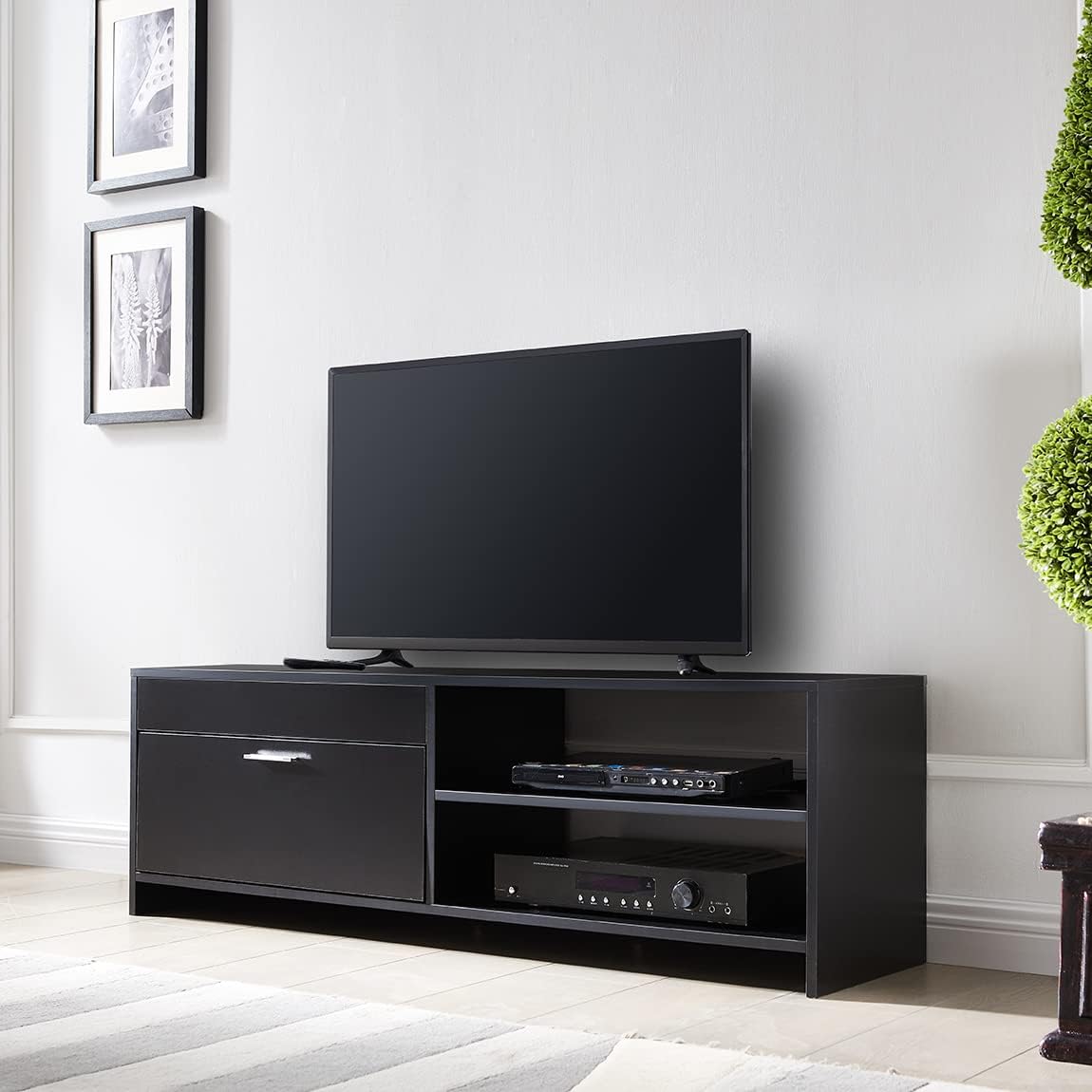 Black TV Cabinet with Storage Drawers D586