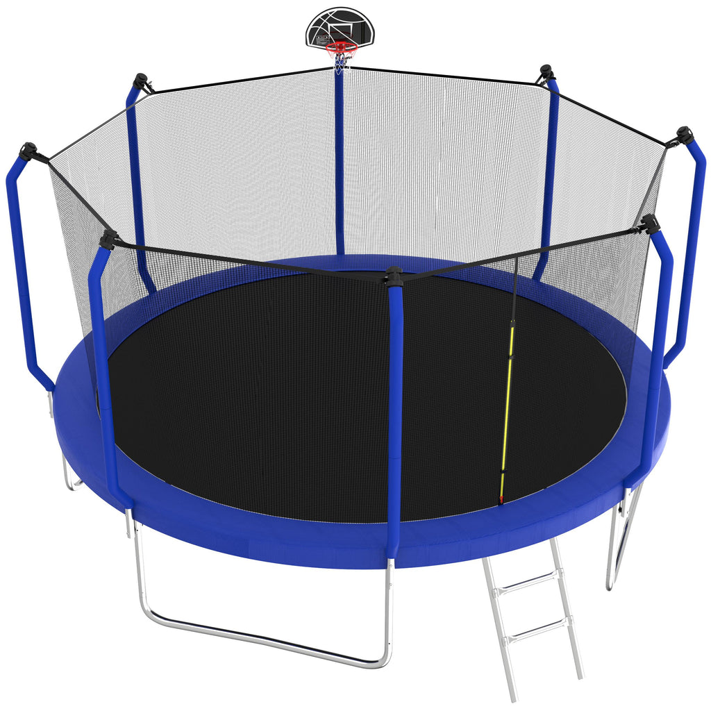 1500LBS 14FT Trampoline with Enclosure, Ladder, Basketball Hoop, Ball A50297