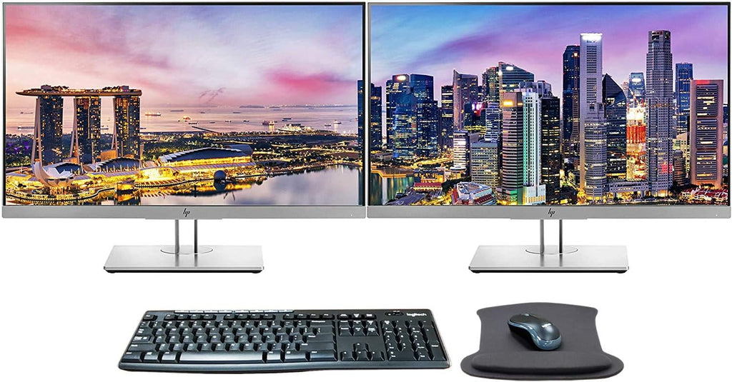24 Inch Full HD IPS LED-Backlit LCD Monitor 2-Pack Bundle with Wireless Keyboard and Mouse Combo D405849