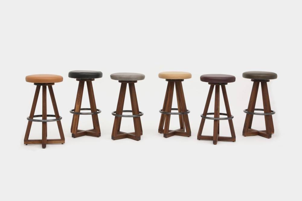 Bleached White Oak Stool with Blackened Steel F8766