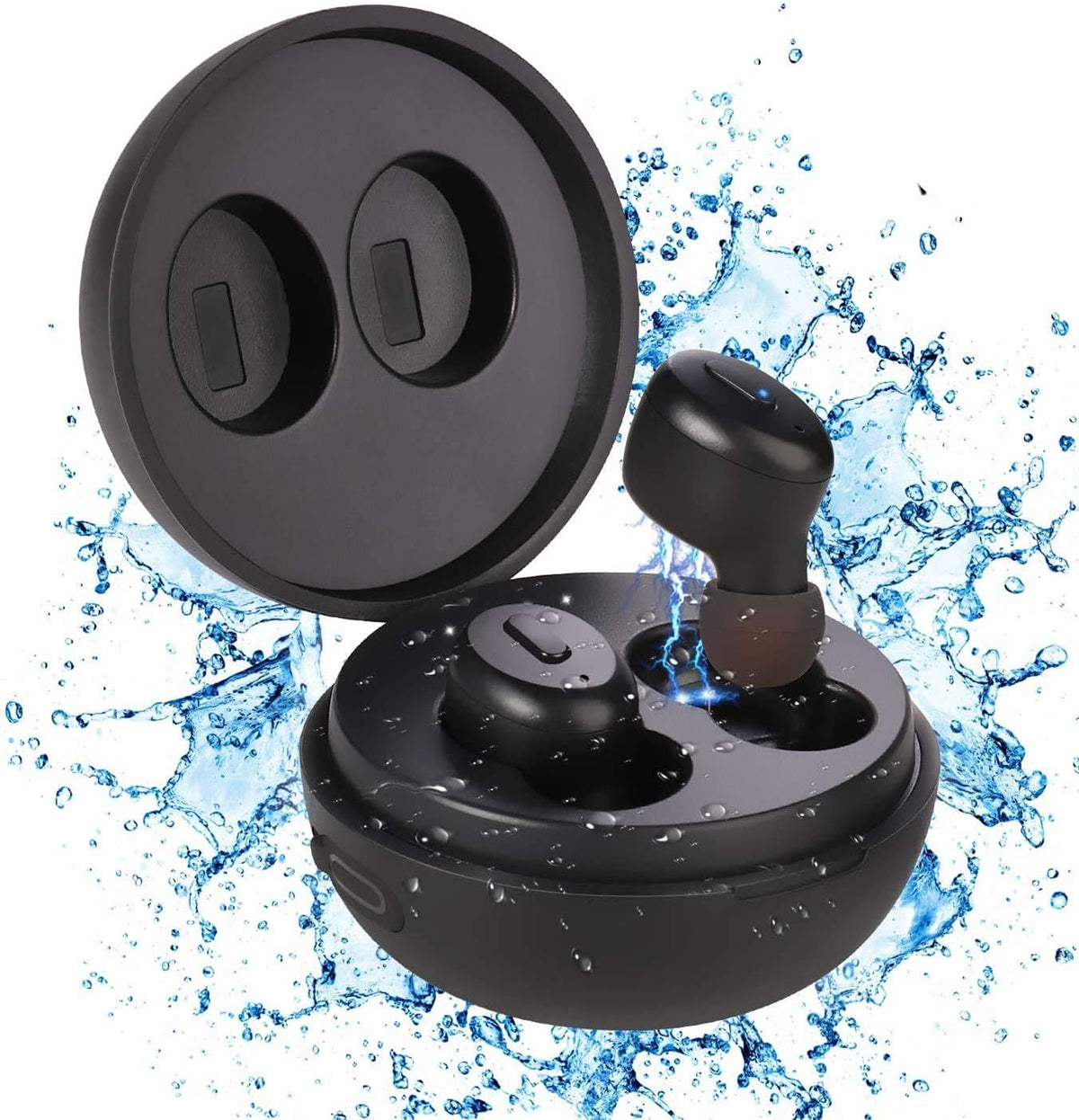 IP68 Waterproof Wireless Bluetooth 5.0 Earbuds with Wireless Charging Case, Pack of 2 X98009