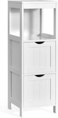 White Bathroom Floor Cabinet with 2 Removable Drawers & Open Shelf N777835