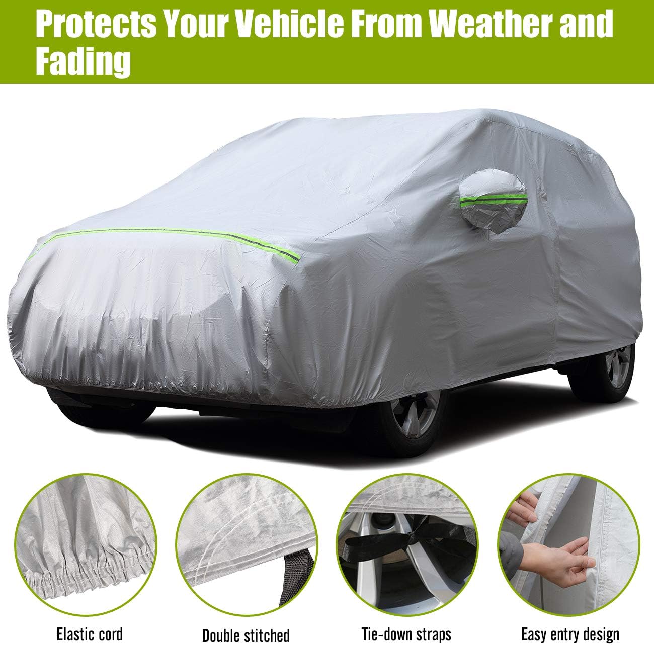 Car Cover SUV Cover 5 Layer Waterproof Windproof Dustproof Pack of 2 G739