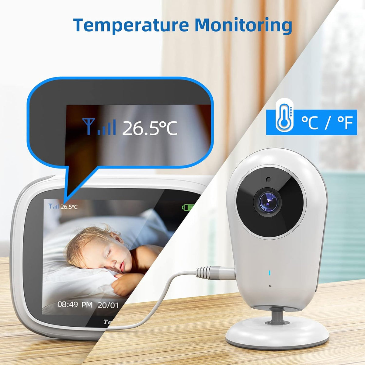 Baby Monitor with Camera and Audio, No WiFi, 2-Way Talk-Back, Infrared Night Vision R113921