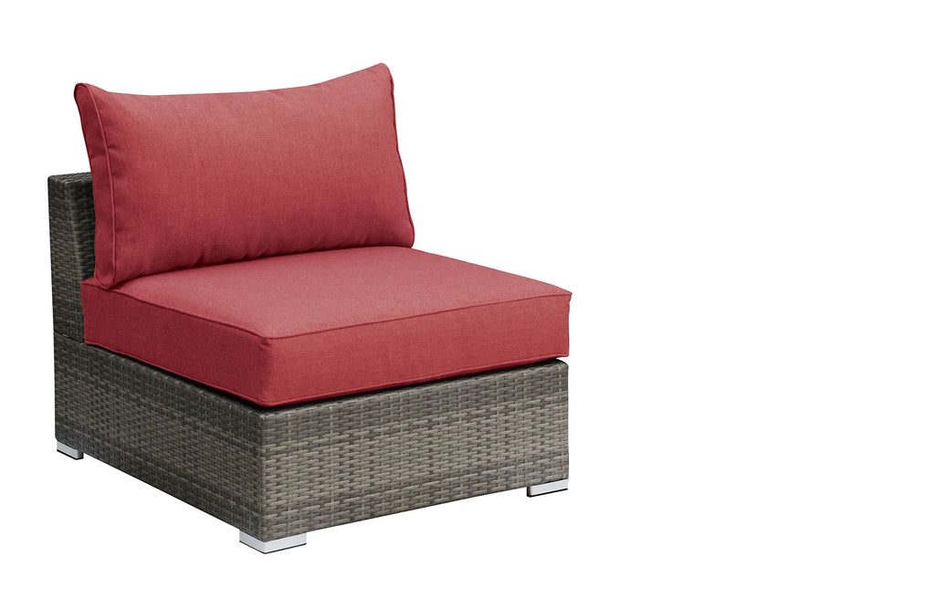 Red Resin Wicker Modular Sofa Set, 2pc K95692