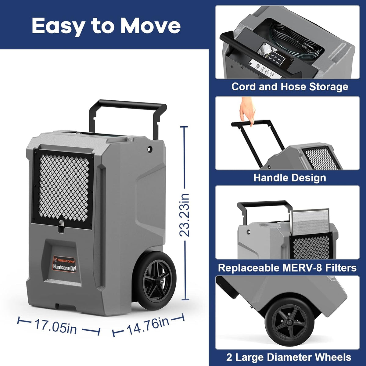 110 Pints Commercial Dehumidifier with Pump and Drain Hose J539744