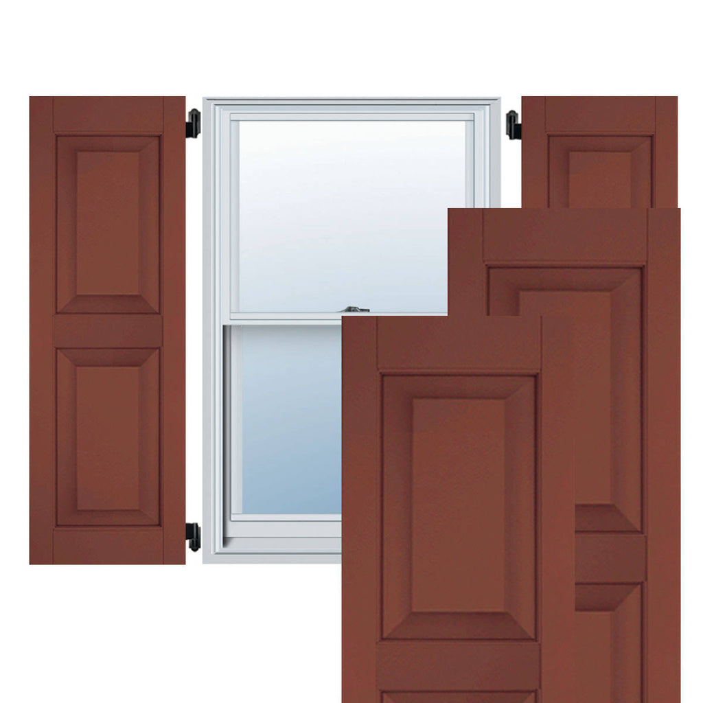 18 in. x 32 in. Exterior Real Wood Raised Panel Shutters Pair I97537