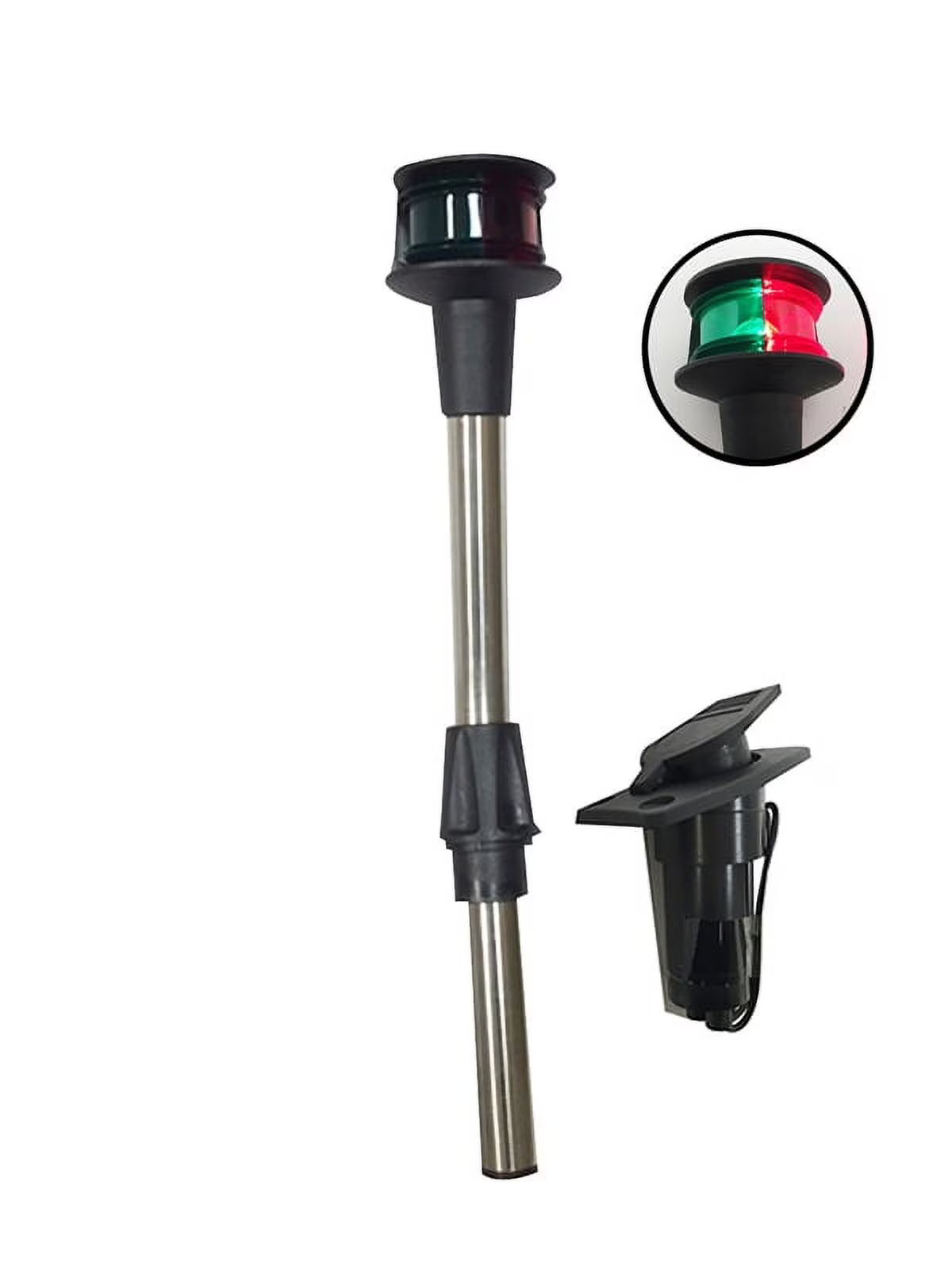 Red Green Angled Pole Bow Light with 2-Prong Pole Base H1557