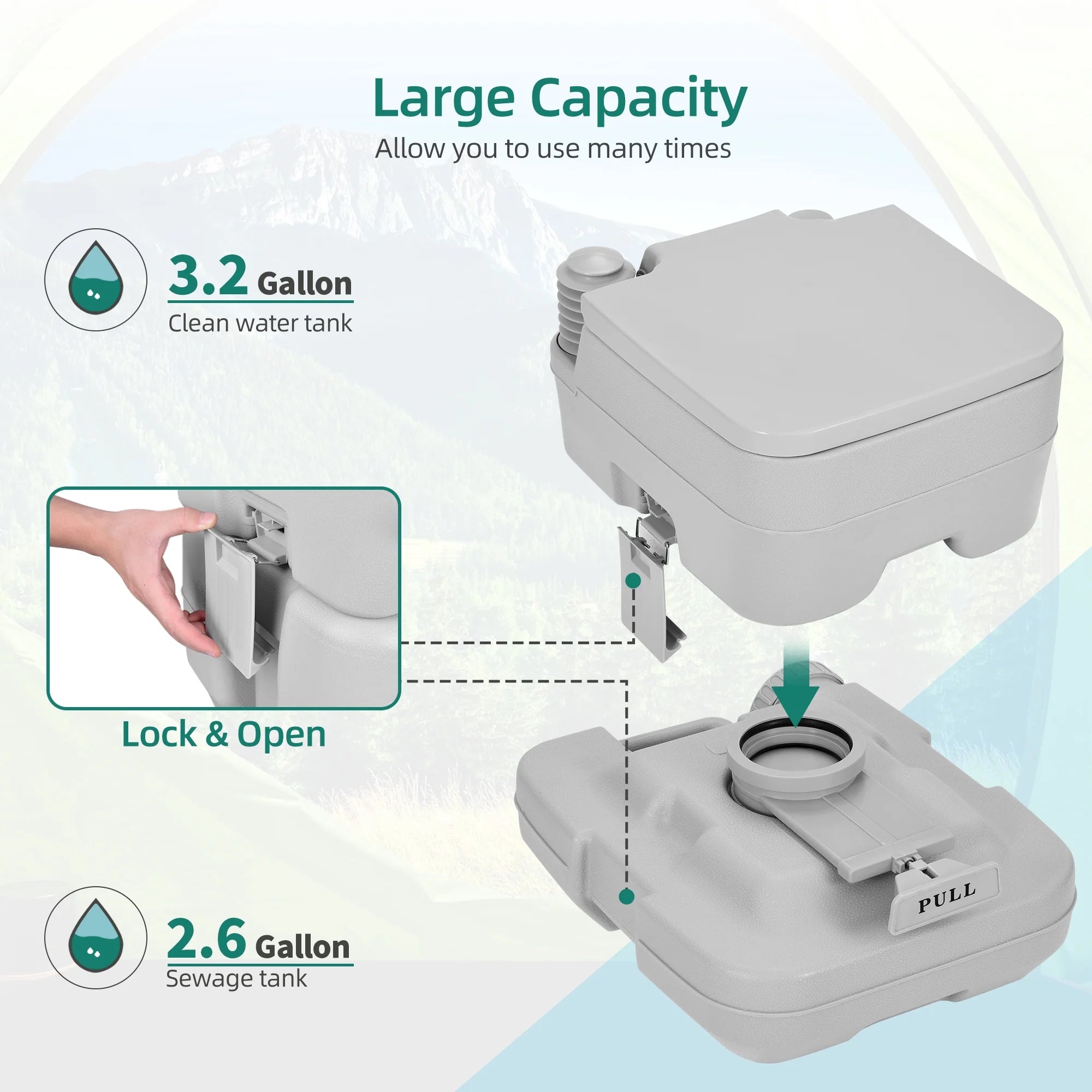 3.2 Gallon Portable Toilet with Press Flush Pump B836