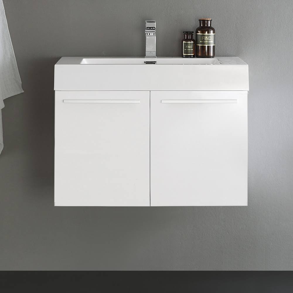 White 30x22 Wall Hung Bathroom Cabinet with Integrated Sink I6413
