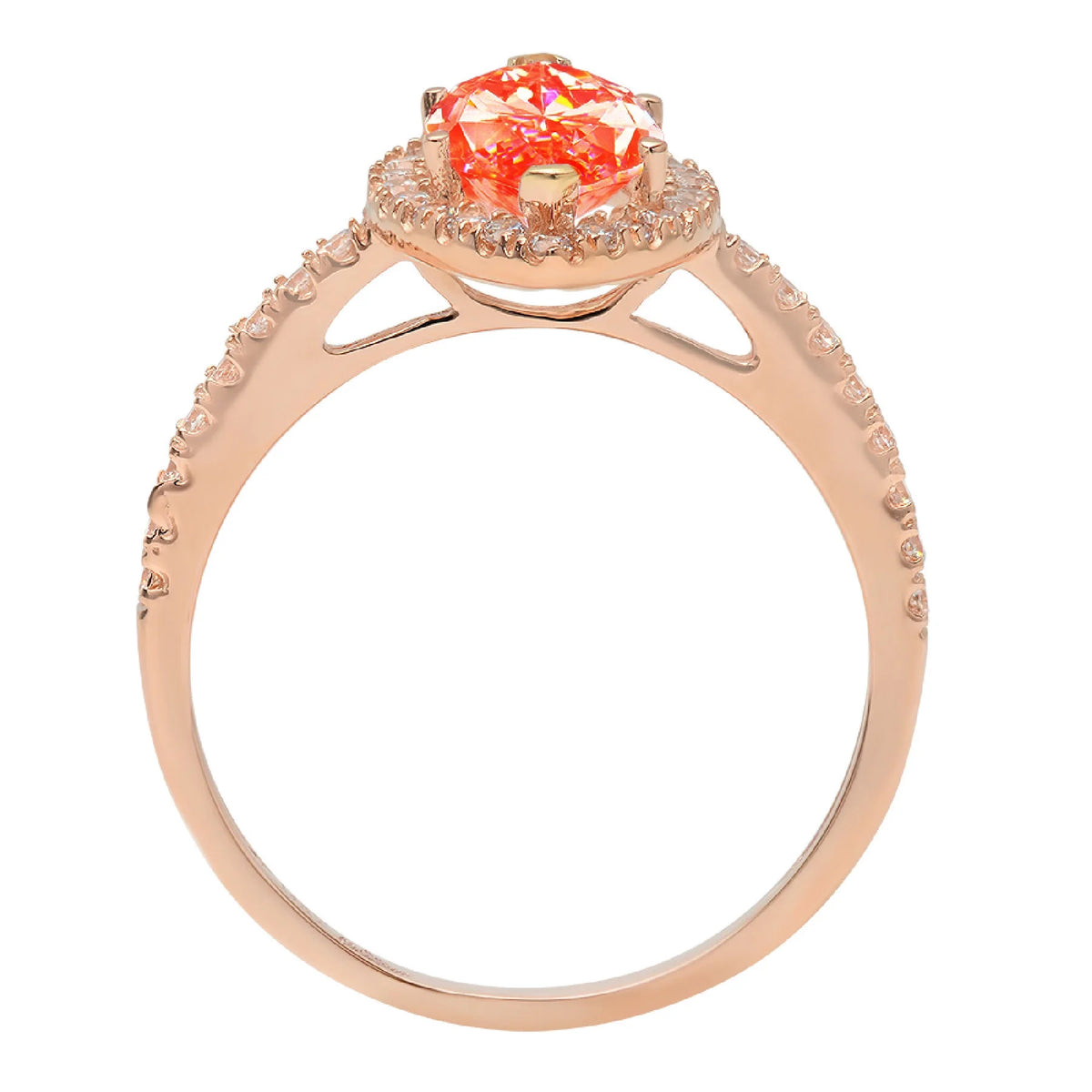2.38ct Marquise Cut Red Simulated Diamond 18k Pink Rose Gold Halo Ring Size 10.25 W22589