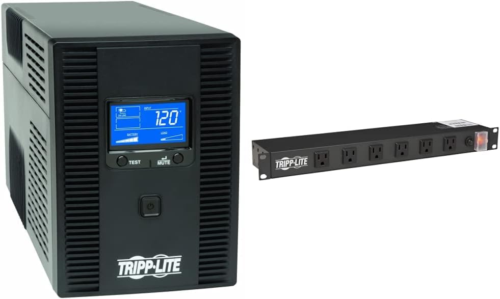 1500VA UPS Battery Back Up AVR LCD Display 10 Outlets 120V 810W Black I29233