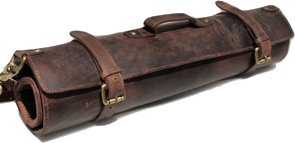 Black Buffalo Leather Knife Roll Set I989484