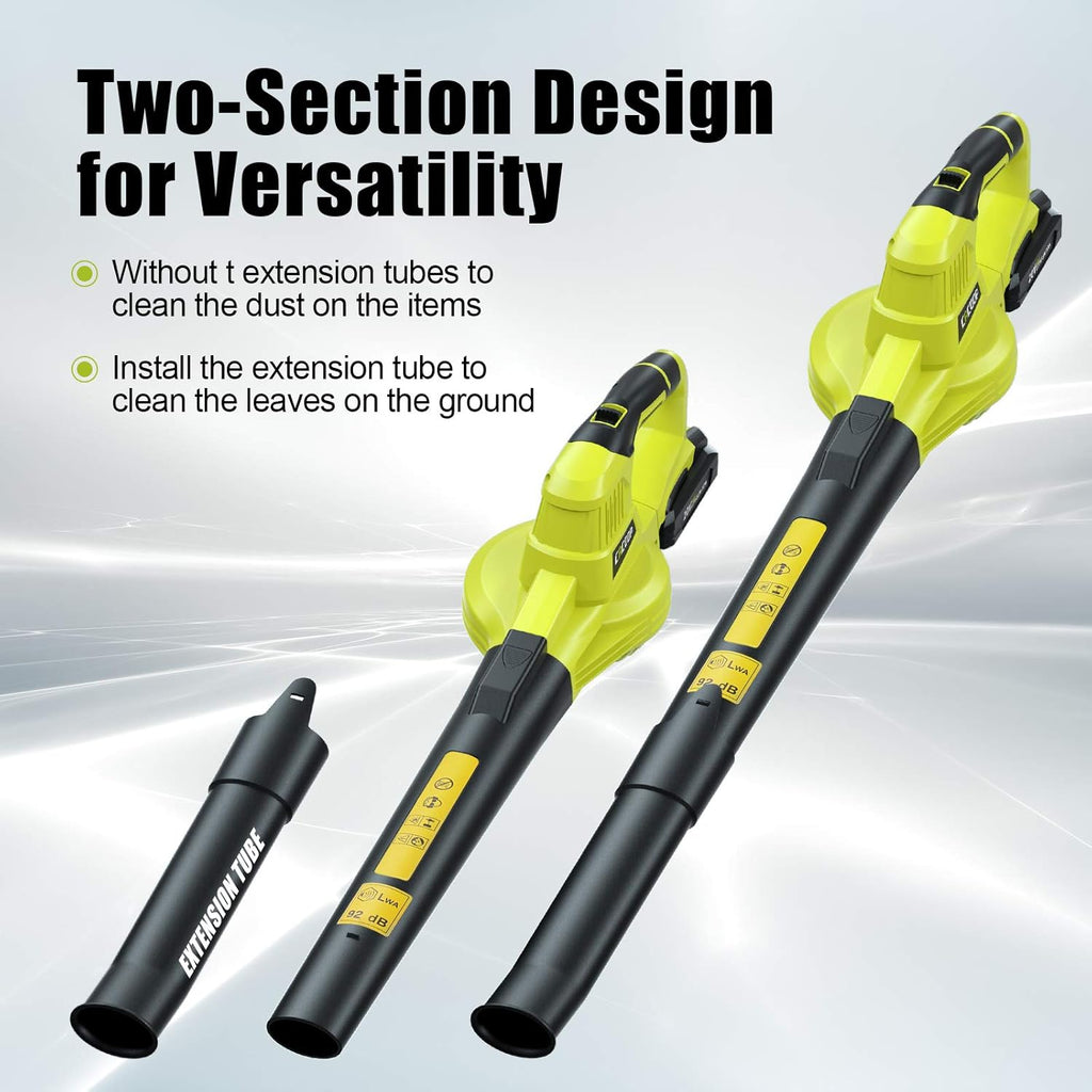 Cordless Leaf Blower with Battery, 2 Speed, Extendable, Lightweight Portable, 20V MAX, Pack of 2 W474