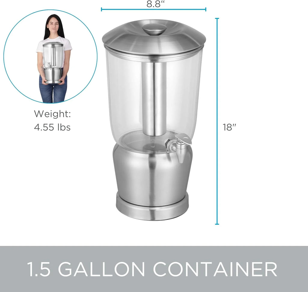 Stainless Steel Beverage Dispenser With Ice Container, Stand & Spigot P79567