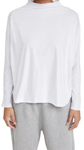 White Long-Sleeve Funnel Neck Capelet Tee A69334