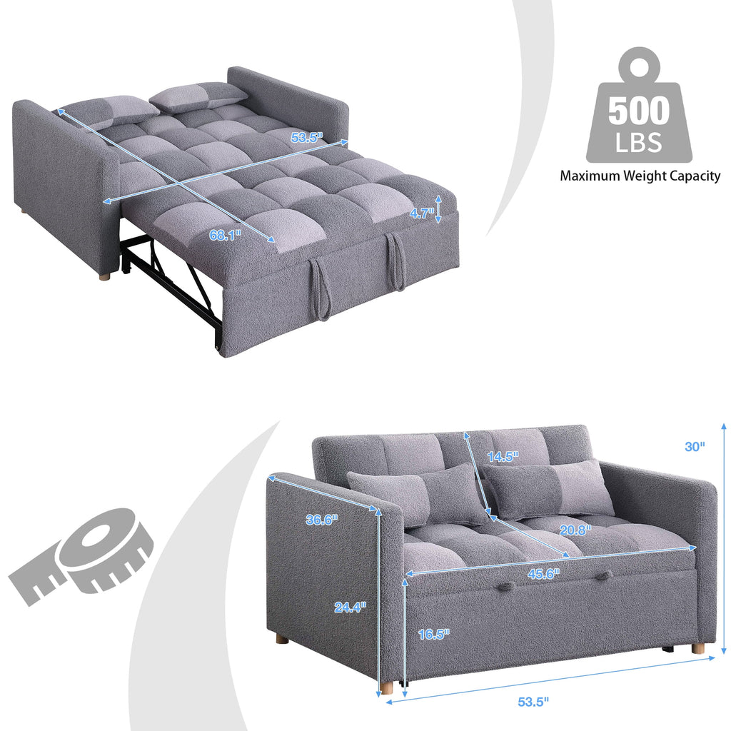 Gray Convertible Sofa Bed Couch M704