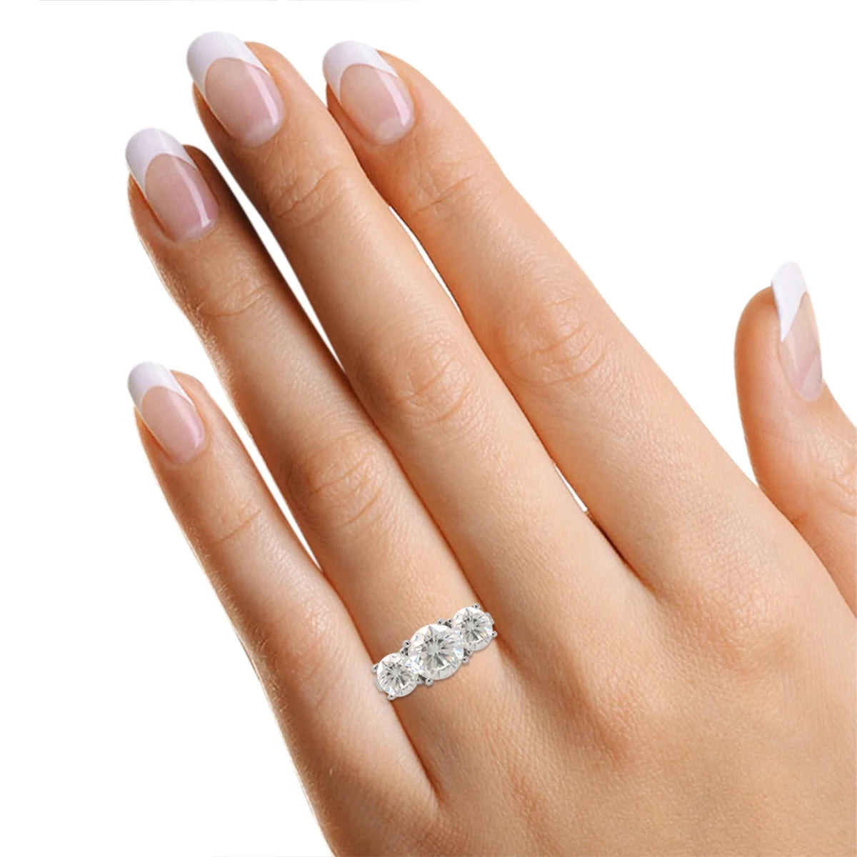 10K Solid Yellow Gold 3 Stone Moissanite Engagement Ring C8782
