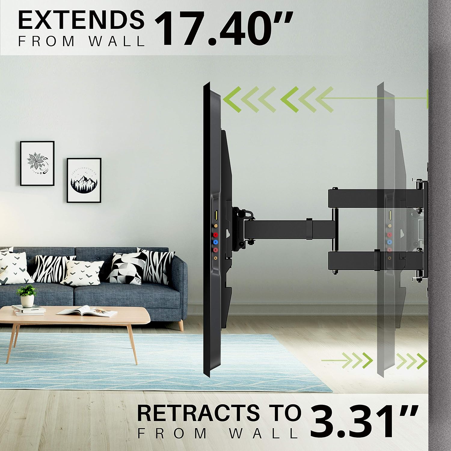 Full Motion TV Wall Mount for 32-65 inch Flat Screen TVs, Max VESA 400x400mm, Holds up to 110lbs, Pack of 2 R261651