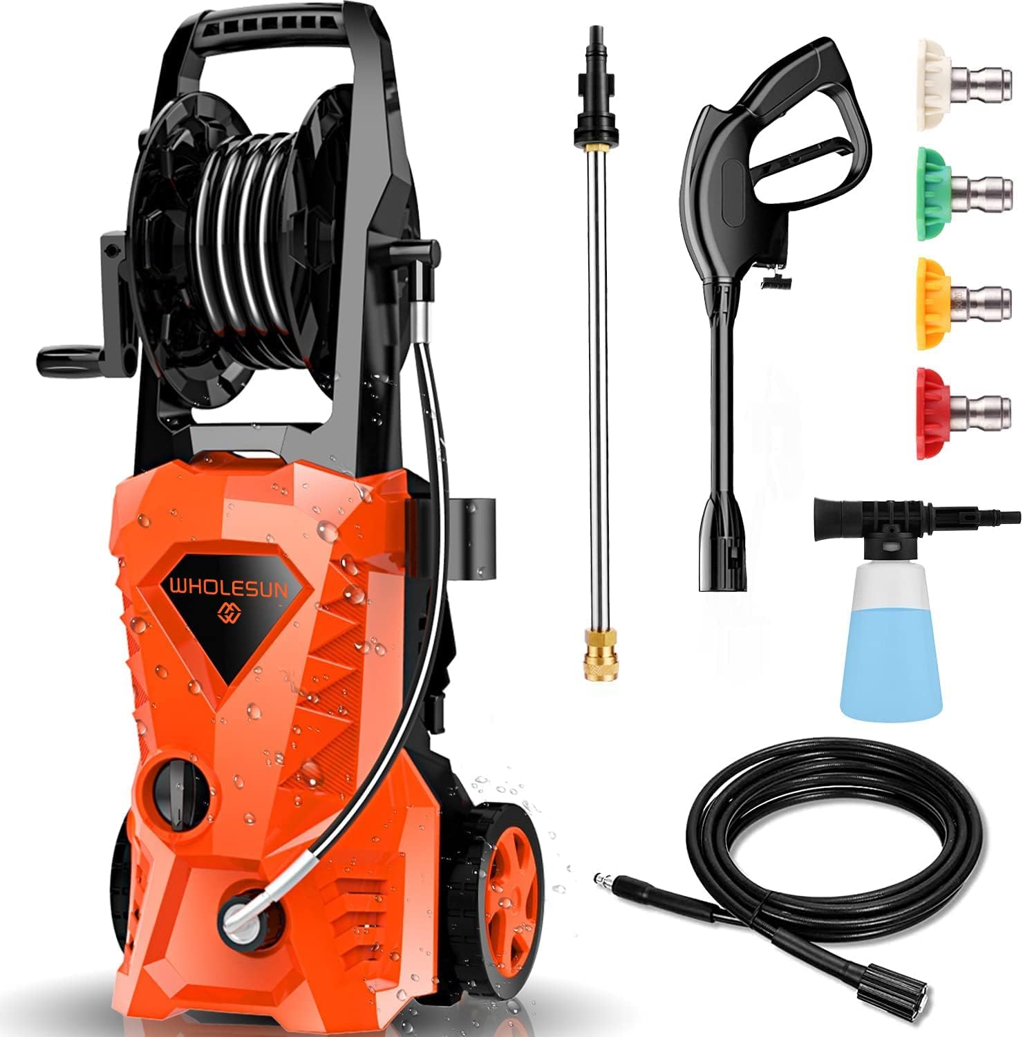 3000PSI Electric Pressure Washer with Hose Reel and Brush Q31441