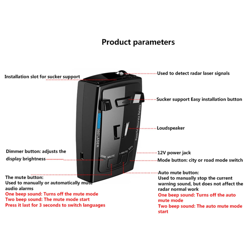 360° Laser Speed Radar Detector O9763