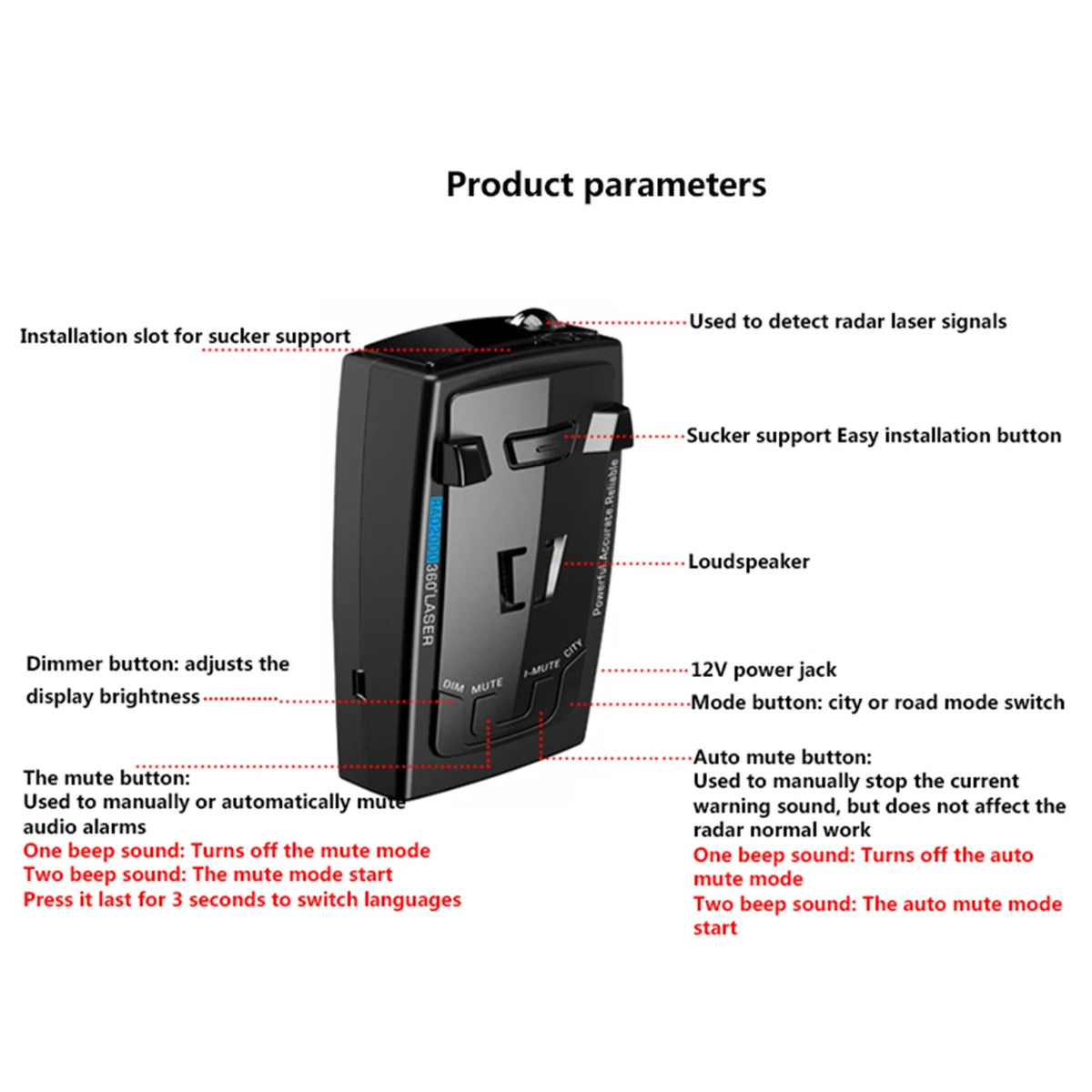 360° Laser Speed Radar Detector O9763