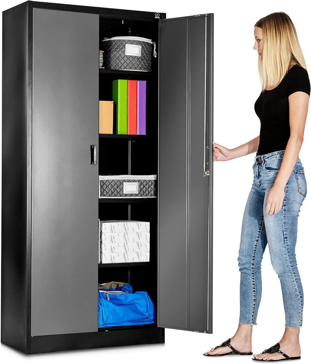 Metal Garage Storage Cabinet with Adjustable Shelves & Locking Doors L663288