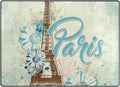 Eiffel Tower Flowers Lightweight Carpet Mats, 6'8" x 4'10" Area Soft Rugs B1589