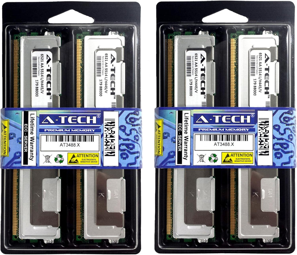 32GB Kit (4x8GB) DDR2 Server Memory, PC2-5300 667MHz ECC 240 Pin T87750
