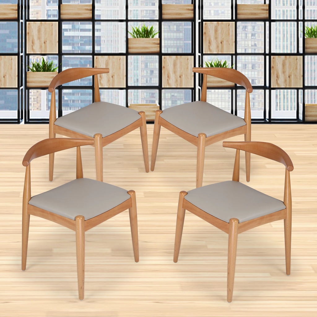 4 Pcs Mid-Century Dining Chair with Faux Leather Seat W9095