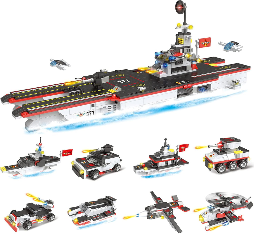 786 Pieces 8 in 1 Military Battleship Building Blocks Set Y419