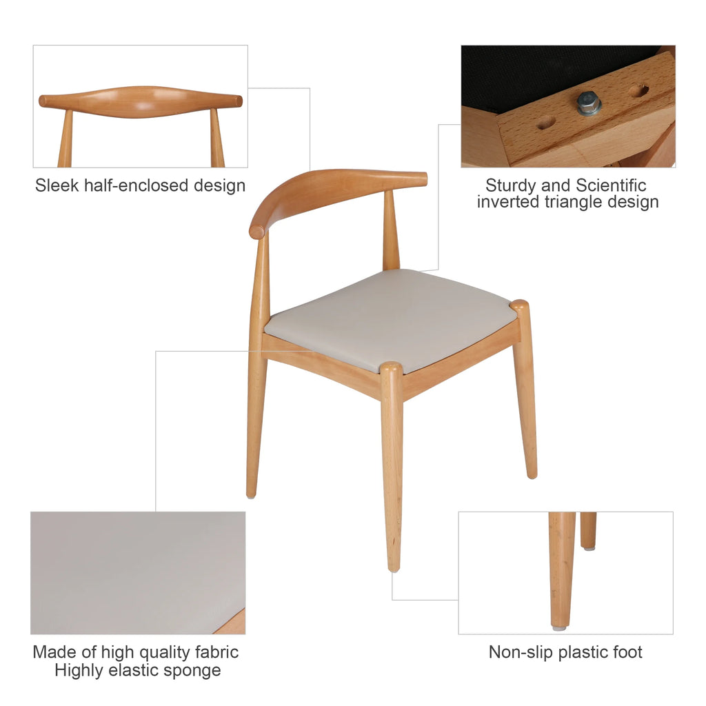 4 Pcs Mid-Century Dining Chair with Faux Leather Seat W9095