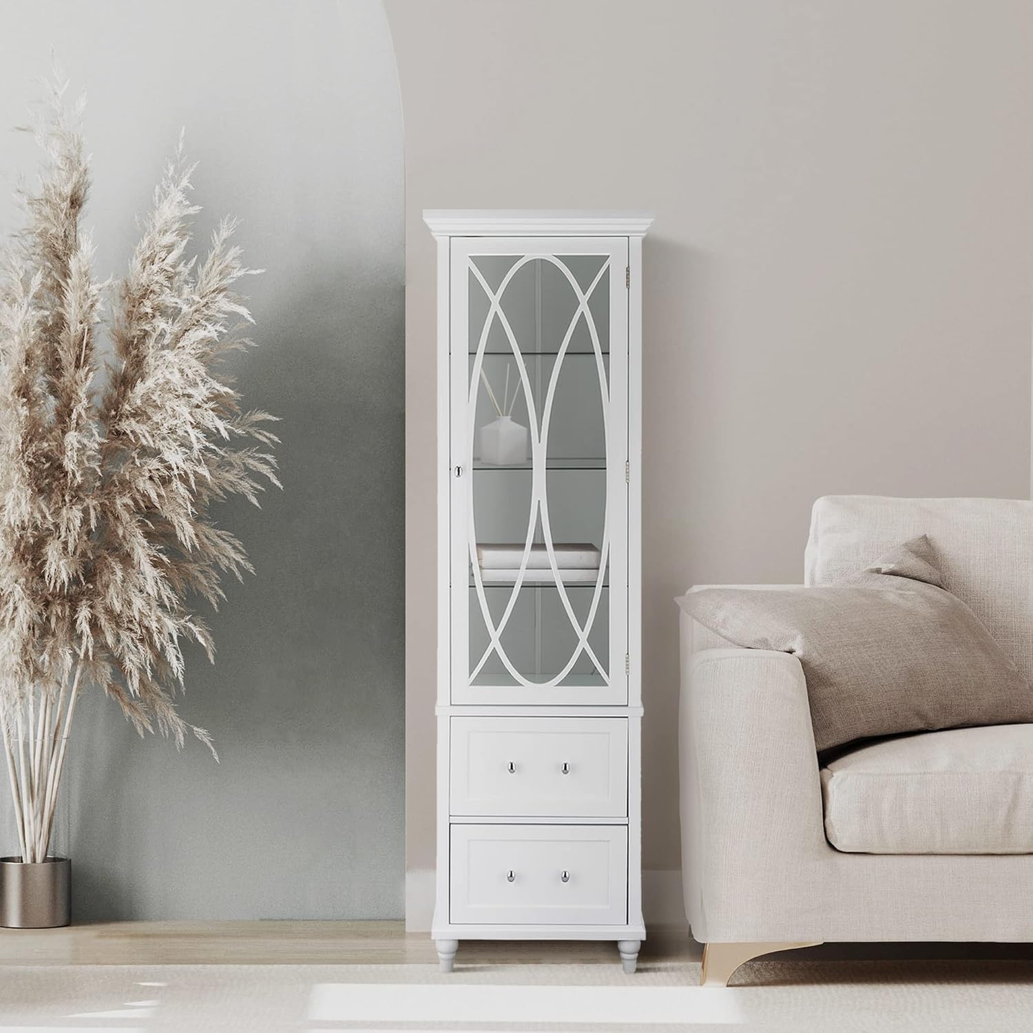 White Linen Floor Cabinet Y4925