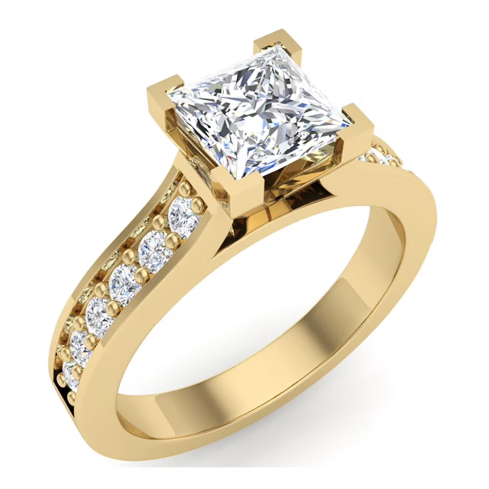 14K Gold Princess Cut Diamond Engagement Ring O329