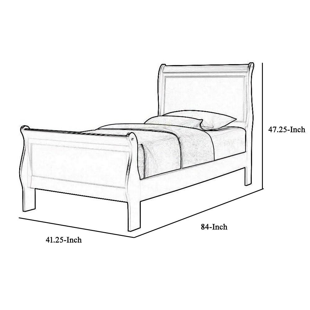 Black Wooden Twin Bed with Sleigh Paneled Headboard N79491