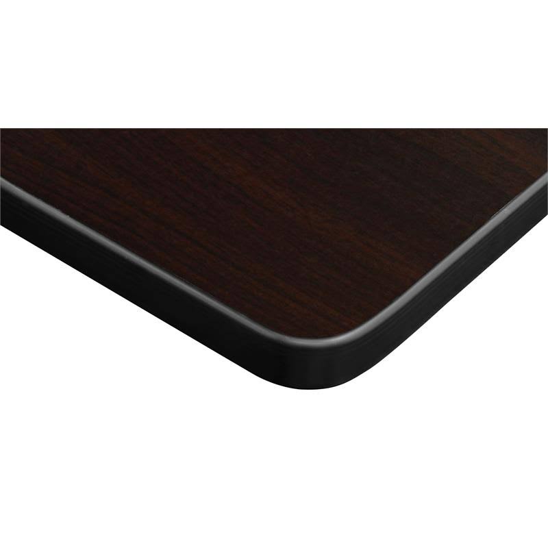 36x22 Square Breakroom Table Mocha Walnut with 4 Stack Chairs Black Z90213